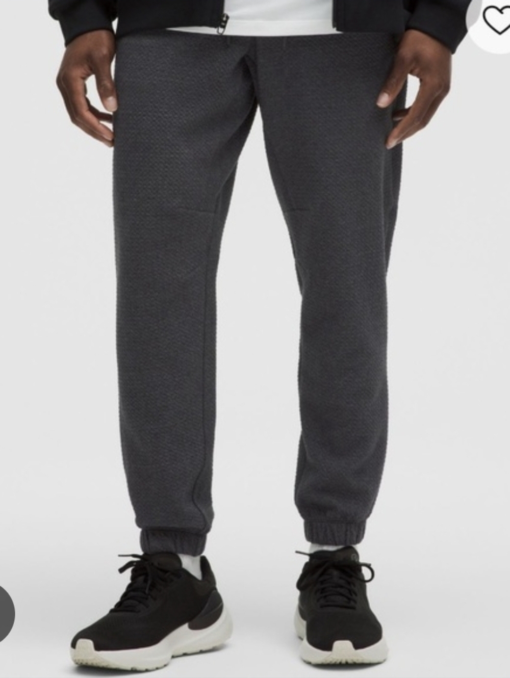 Lululemon Men Textured Double Knit Cotton Blend Dark Grey Joggers Size Large